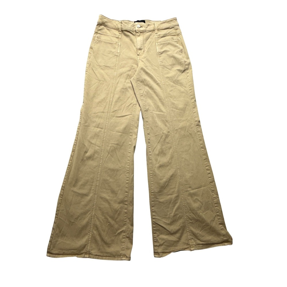 White House Black Market Wide Leg Pants Womens 8 Beige High Rise Khakis 24W30894